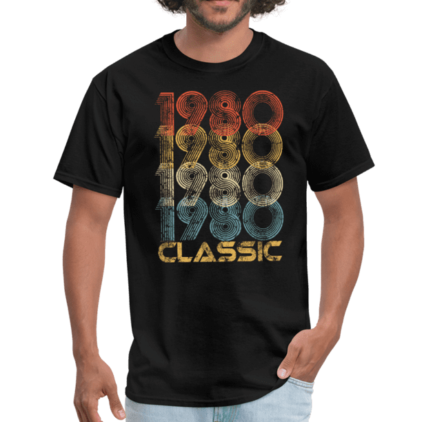 40th Birthday 1980 Vintage T-Shirt Short Sleeve Personalized Gift for Women and Men 80s Tee Shirt
